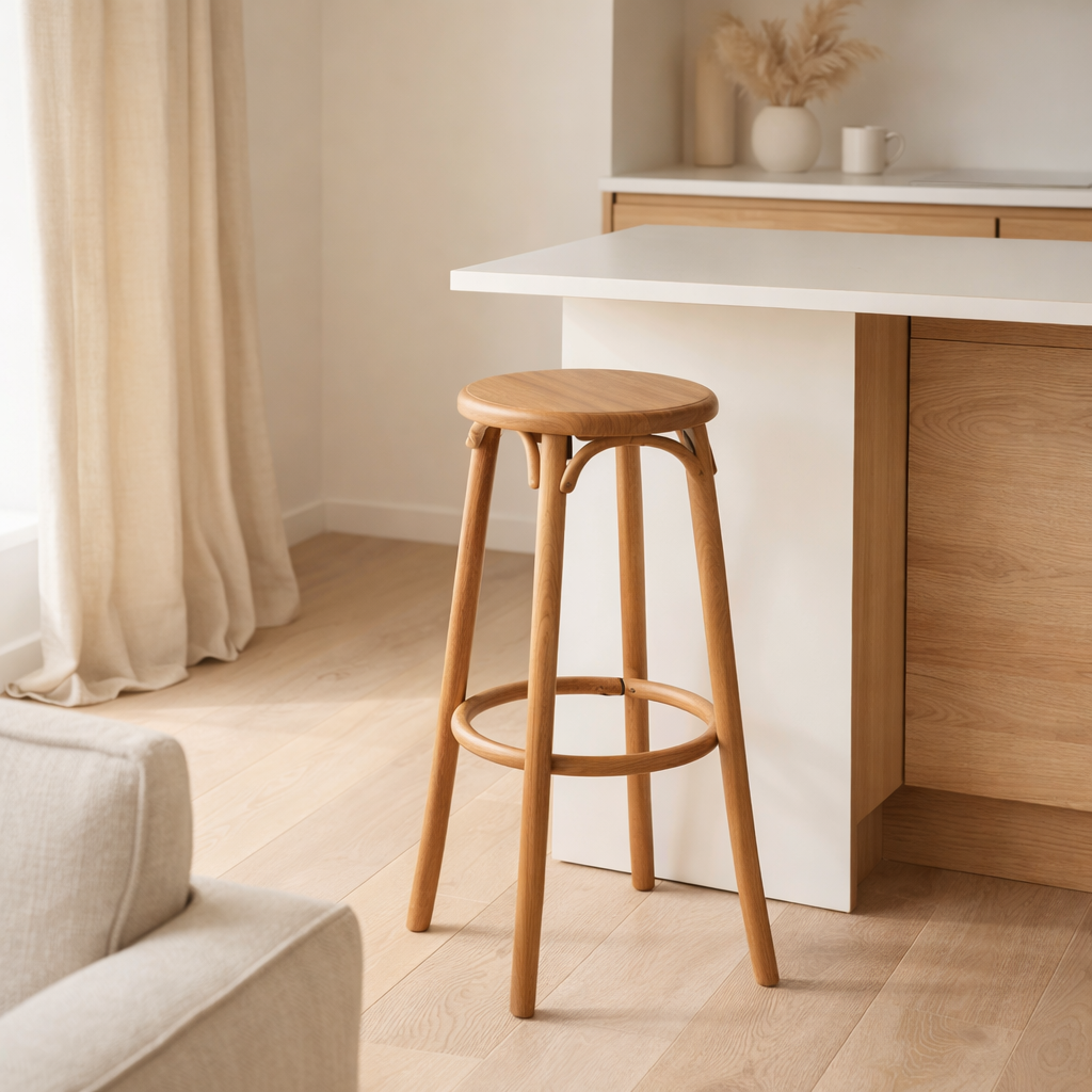 Tabouret de bar J-Line Ali - bois - naturel en situation