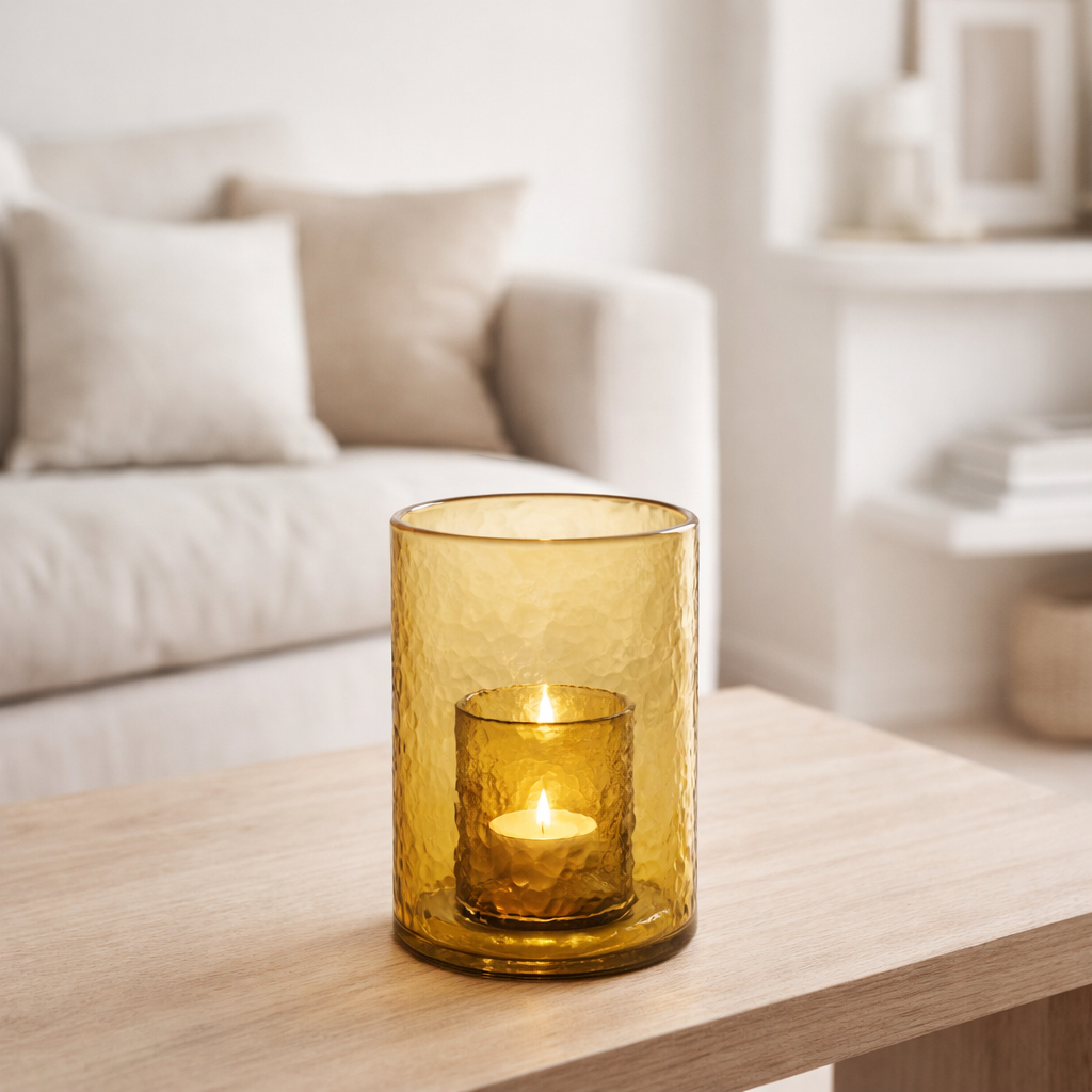 J-Line Photophore Double Verre Jaune Petit en situation