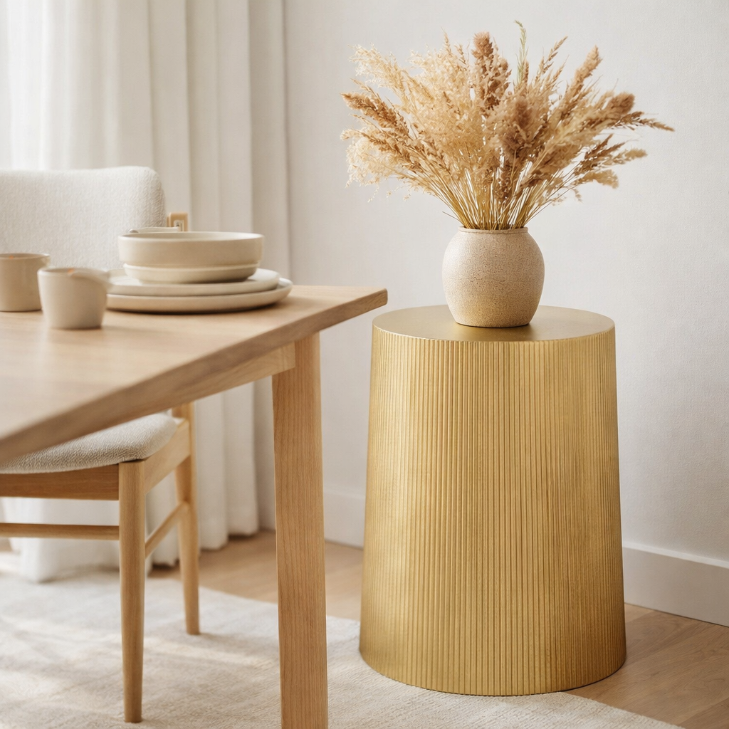 Table d'appoint J-Line Louane - aluminium - or en situation