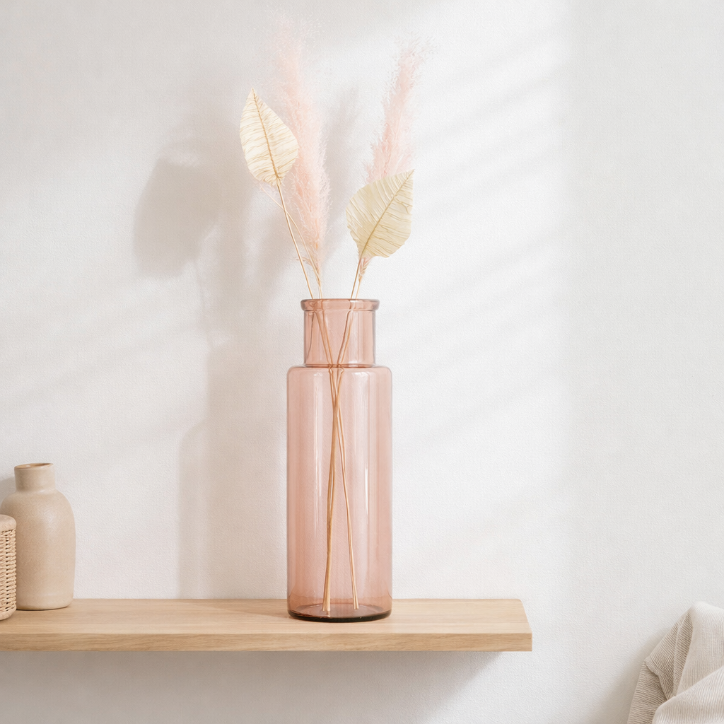 J-Cylindre de vase en ligne - Verre - Rose clair - Moyen - 54,5 cm de haut en situation