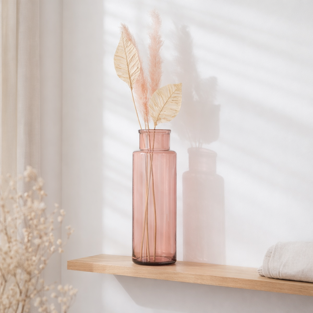 J-Cylindre de vase en ligne - Verre - Rose clair - Petit - 44,5 cm de haut en situation