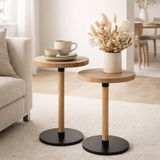 J-Line Set de 2 Tables d'appoint Ron MDF/bois de pin noir naturel en situation