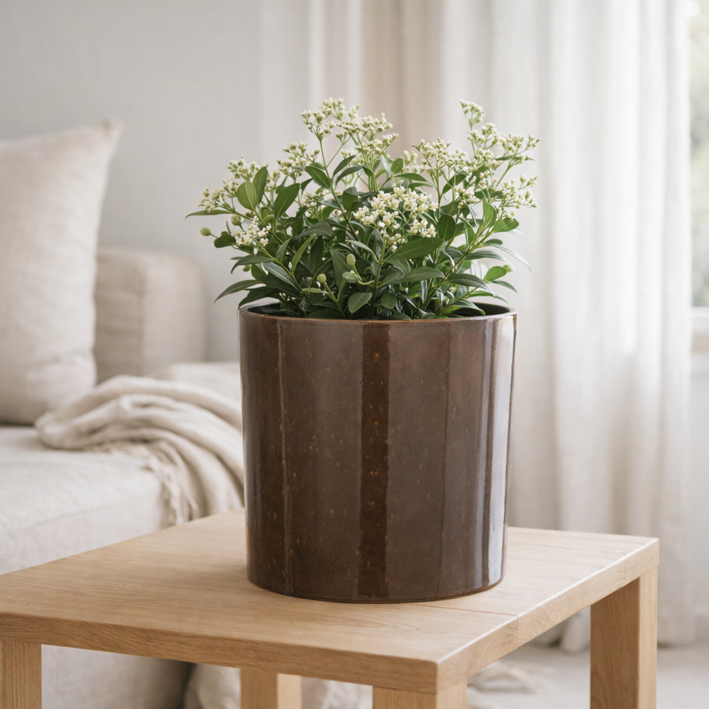J -line Flowerpot Flek - Céramique - Brown - Grand - Ø 24 cm en situation