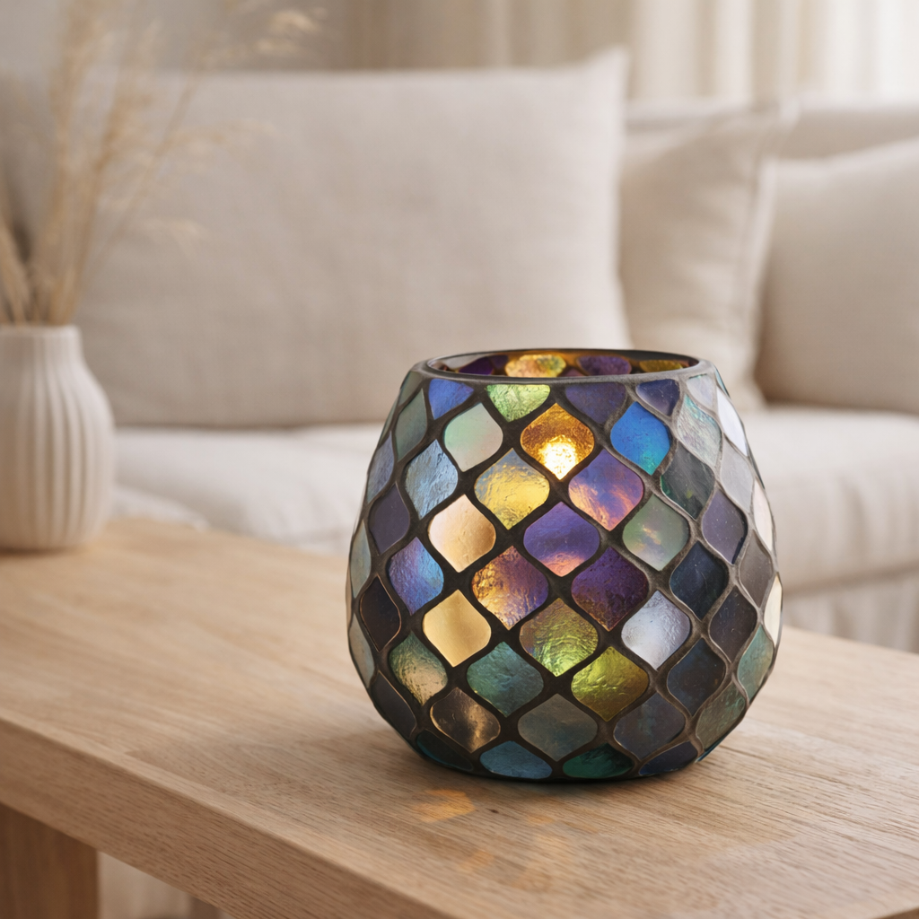 Lanterne J-Line Mosaic - verre - violet - moyen en situation