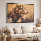 J-Line Cadre Femme Fleurs Toile/Bois Mix en situation