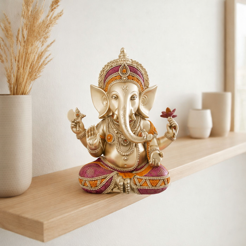 J -line Decoration Ganesha Sit - Polyresin - Mélange - Large en situation