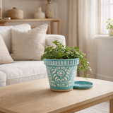 J -line Flowerpot Grenade - Céramique - Aqua - Small - Ø 21 cm en situation