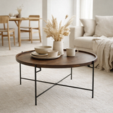 J-Line Tafel Rond Ijzer/Mangohout Bruin/Zwart en situation