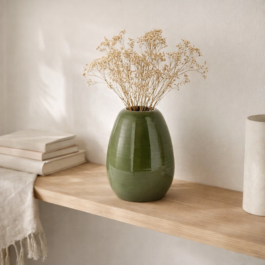 J -line Vase Lola - Porcelaine - Green - Small - 30 cm de haut en situation