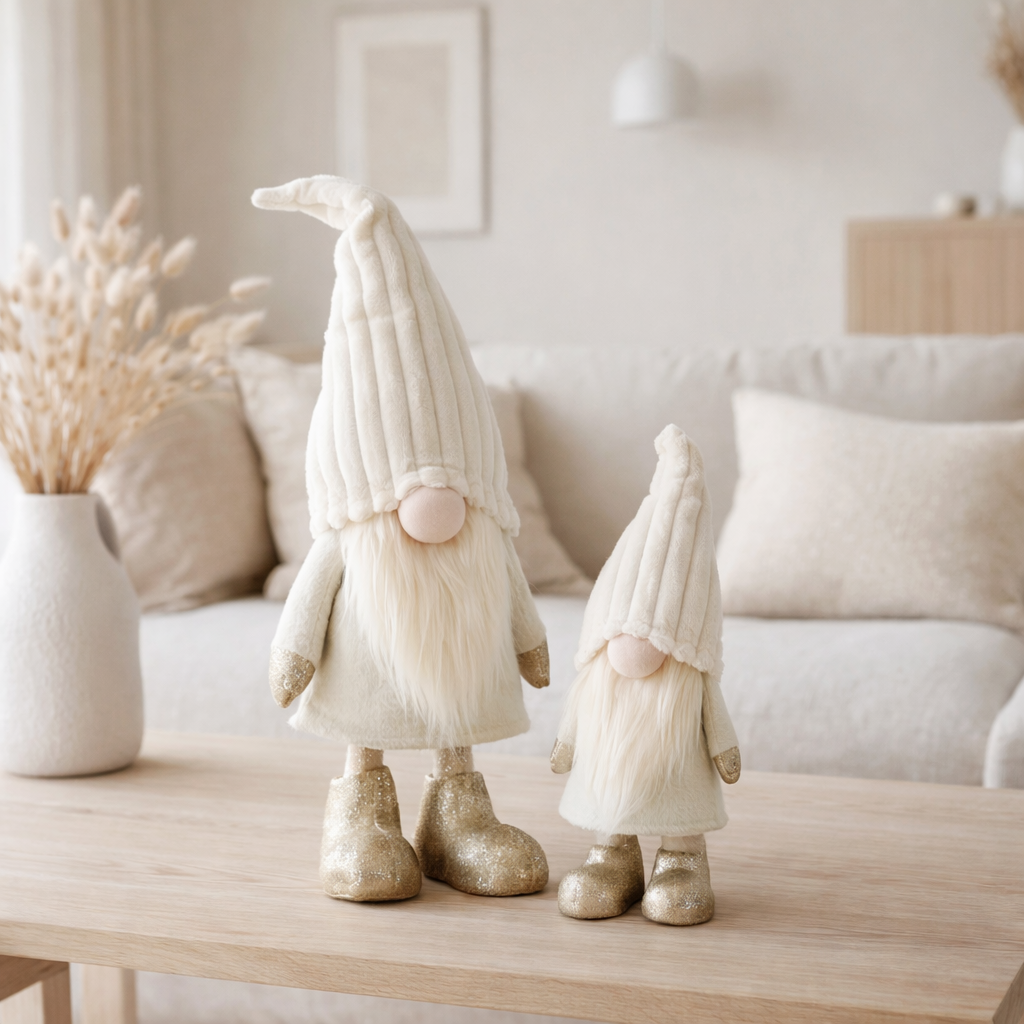 J-Line Gnome Plumes Textile Beige Grand en situation