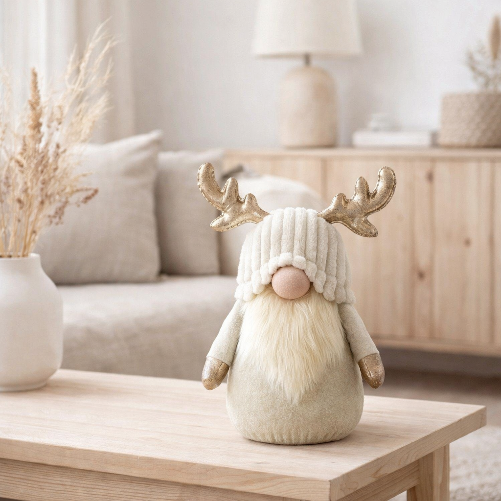 J-Line Gnome Antlers Textile Beige Petit en situation