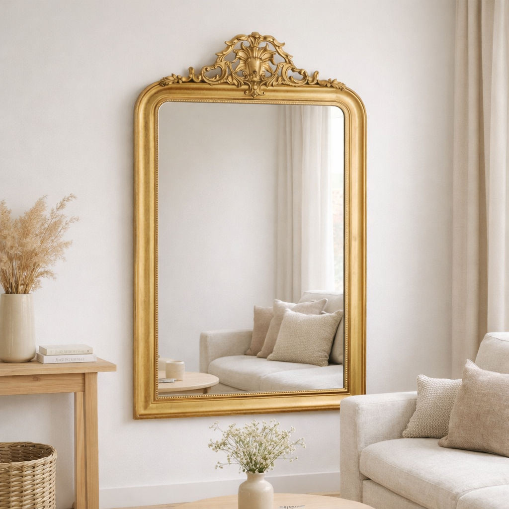 Miroir J-Line Ema - bois - or en situation