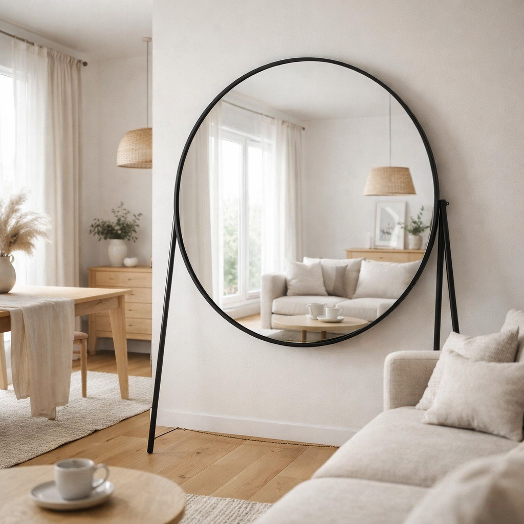 Miroir J-Line Emi - bois - noir en situation