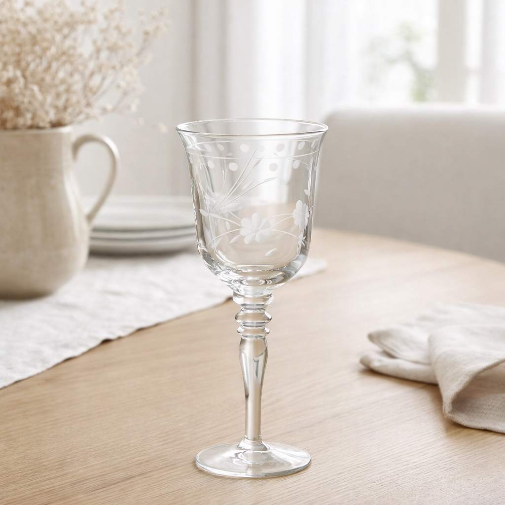 J-Line Verre à vin gravé - vin rouge - verre - transparent en situation