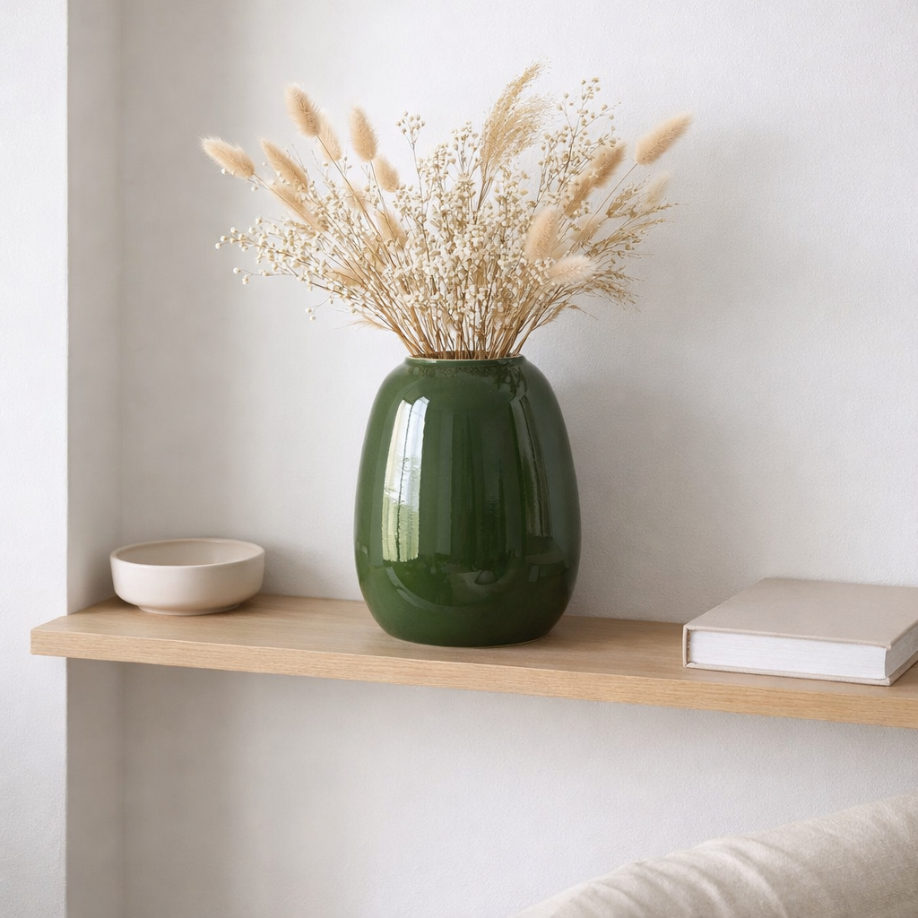 J -line Vase Lola - Porcelaine - Green - Medium - 40 cm de haut en situation