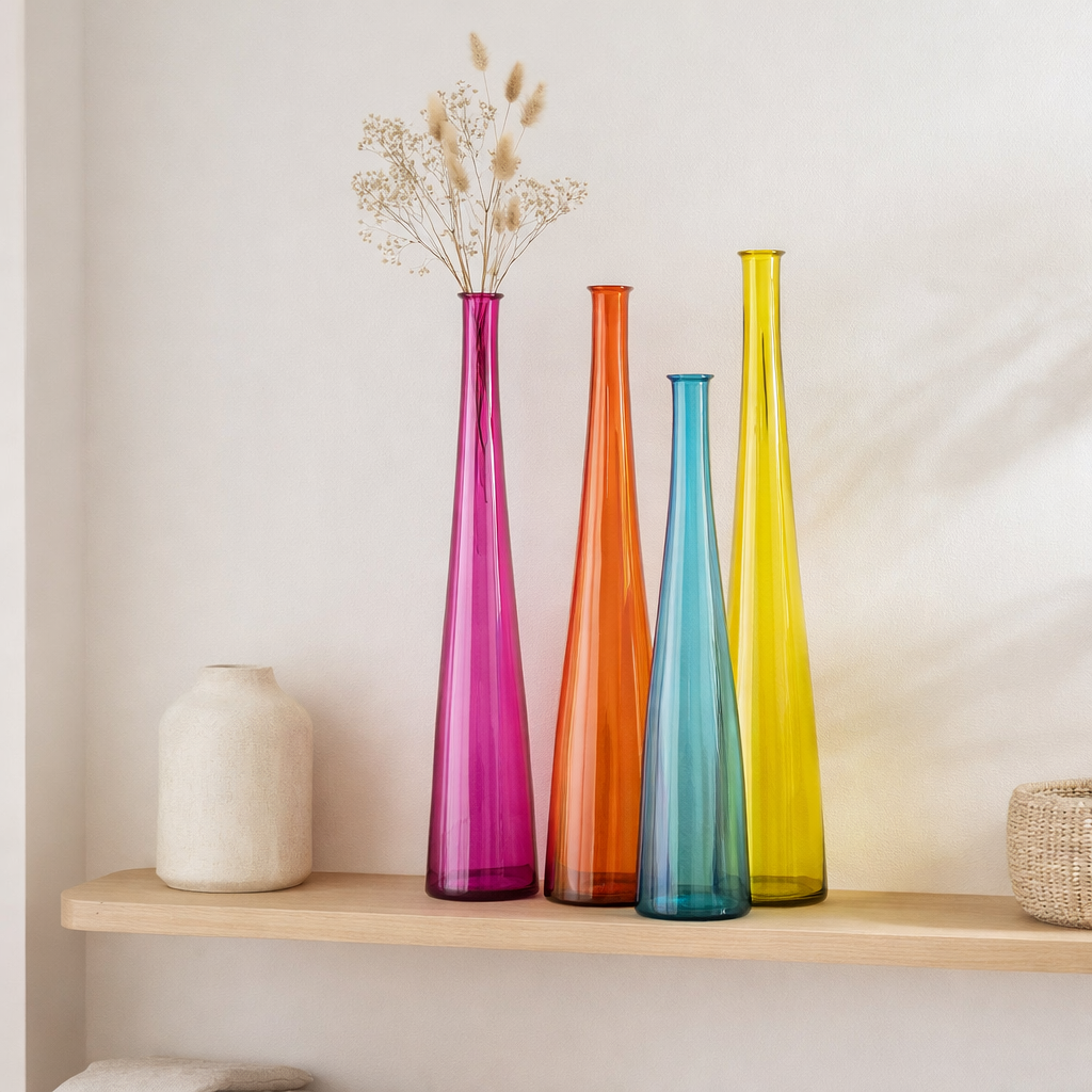 J -line Vase Noah - Glass - Fuchsia - Grand - 120 cm de haut en situation