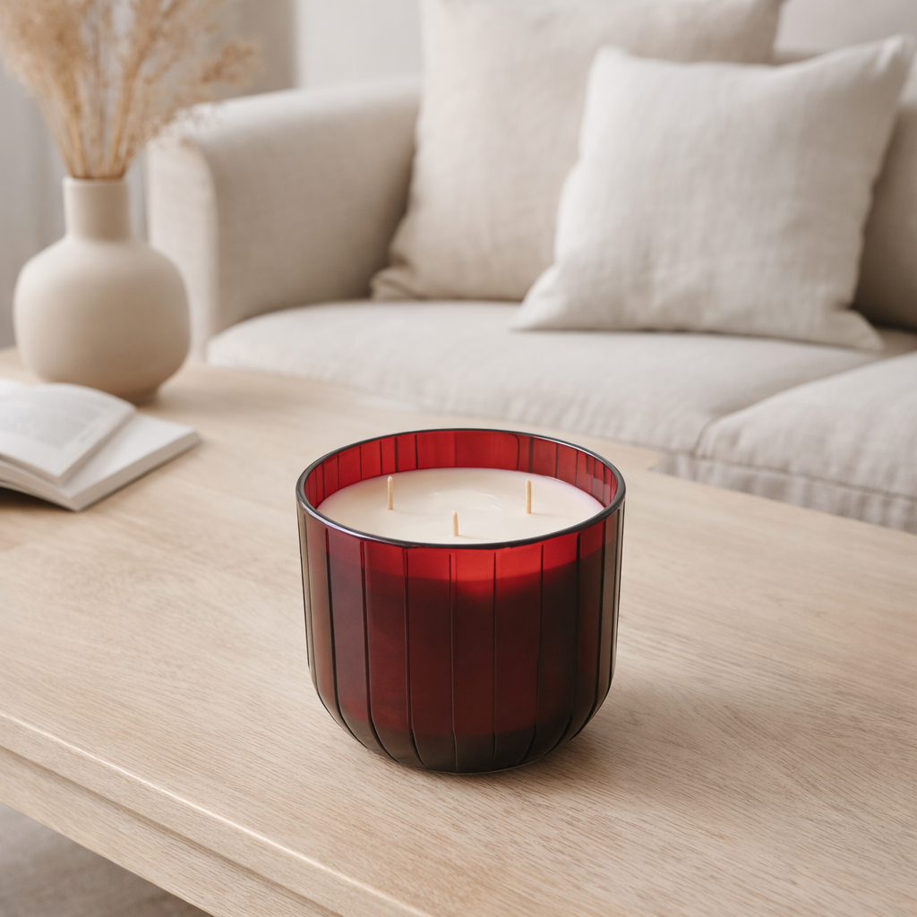 Bougie parfumée J-Line Noa - Ruby Red - verre - rouge - petite - 35U en situation