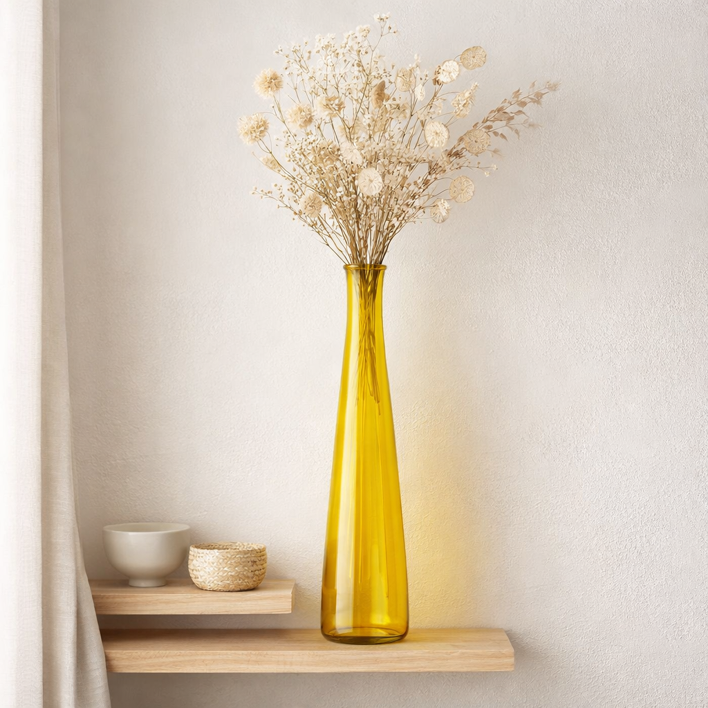 J -Line Vase Violet - Verre - Jaune - Moyen - 100 cm de haut en situation