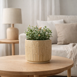 Pot de fleur J-Line Feuille - céramique - beige - petit - Ø 12 cm en situation
