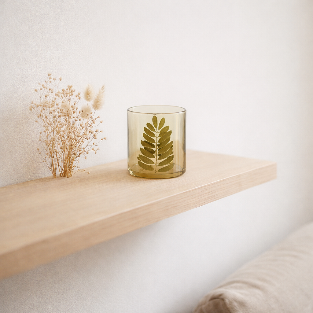 Feuilles de vase j -line - verre - or - petit - 9,5 cm de haut en situation