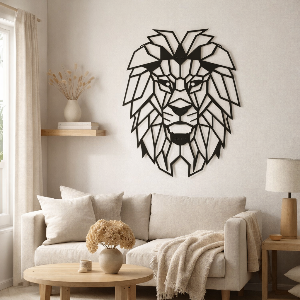 Décoration murale J-Line Lion - métal - noir en situation