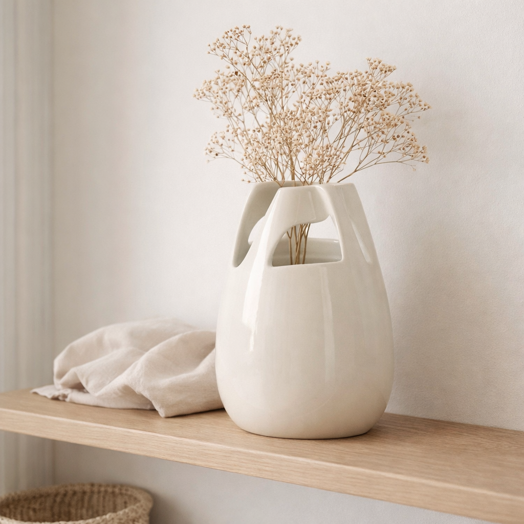 Poignée de vase J -line - Céramique - Blanc - Small - 30 cm de haut en situation