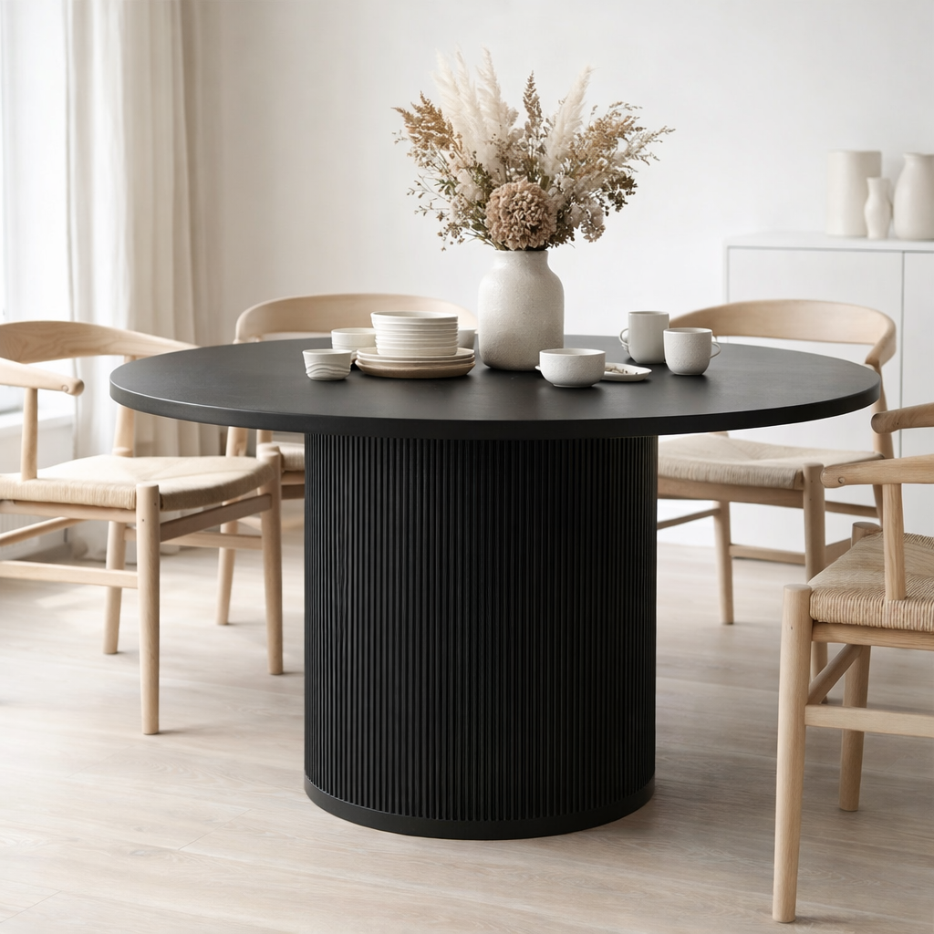 Table J-Line Vincent - bois - noir - grande en situation