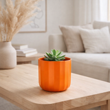 J-Line Pot de Fleurs Été Céramique Orange Petit en situation
