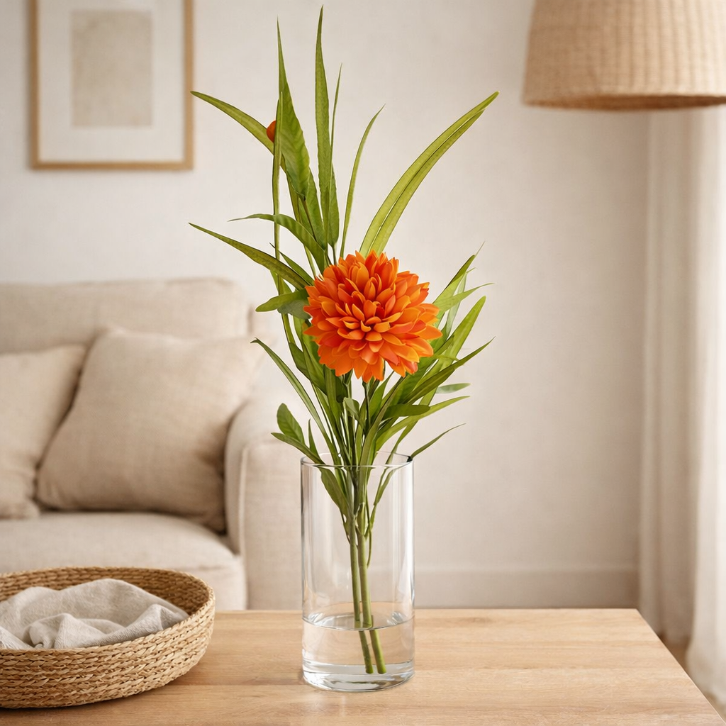 Branche J-Line Chrysantemum - plastique - orange en situation