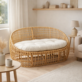 Canapé J-Line Lise + coussin 2 personnes - rotin/textile - naturel/blanc en situation