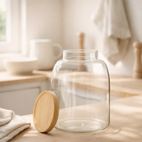 J-Line pot de conservation Tom - verre/bambou - transparent/naturel - moyen en situation