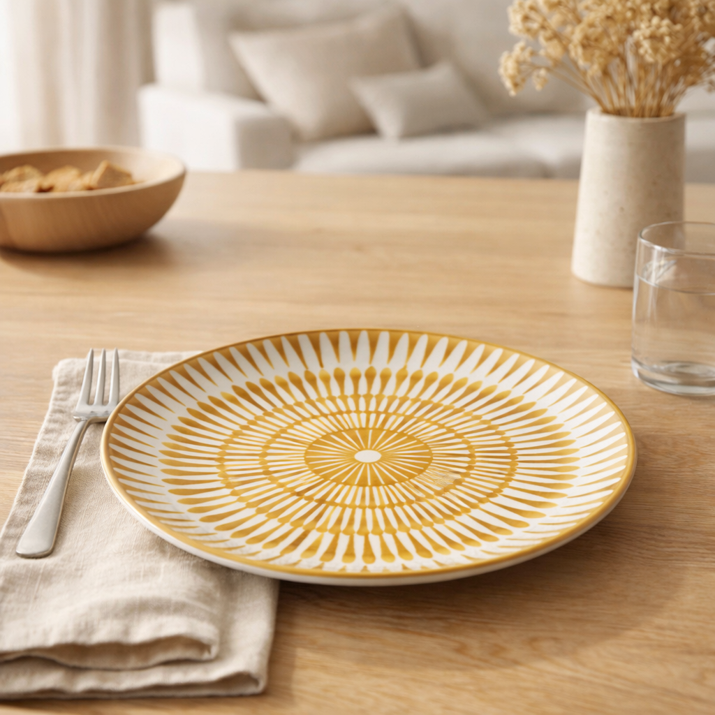 Assiette J-Line Jam - porcelaine - blanc/ocre en situation