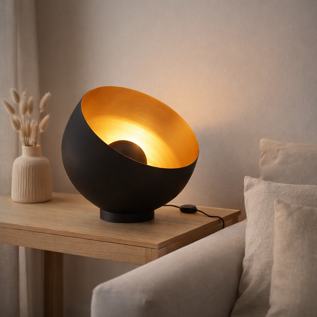 La lampe de table J -line Round - Metal - Black / Gold - Large en situation
