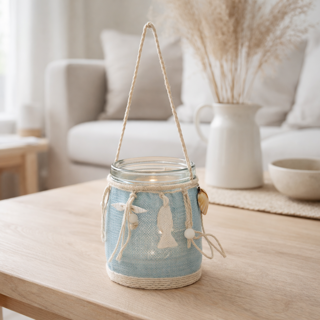 J -line Kaarshouder Zee - Verre - Bleu / Blanc en situation