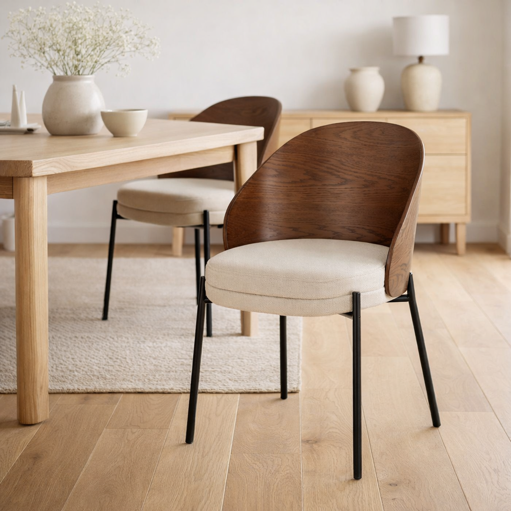 J-Line Chaise Lone Contreplaqué/Métal Marron/Beige en situation