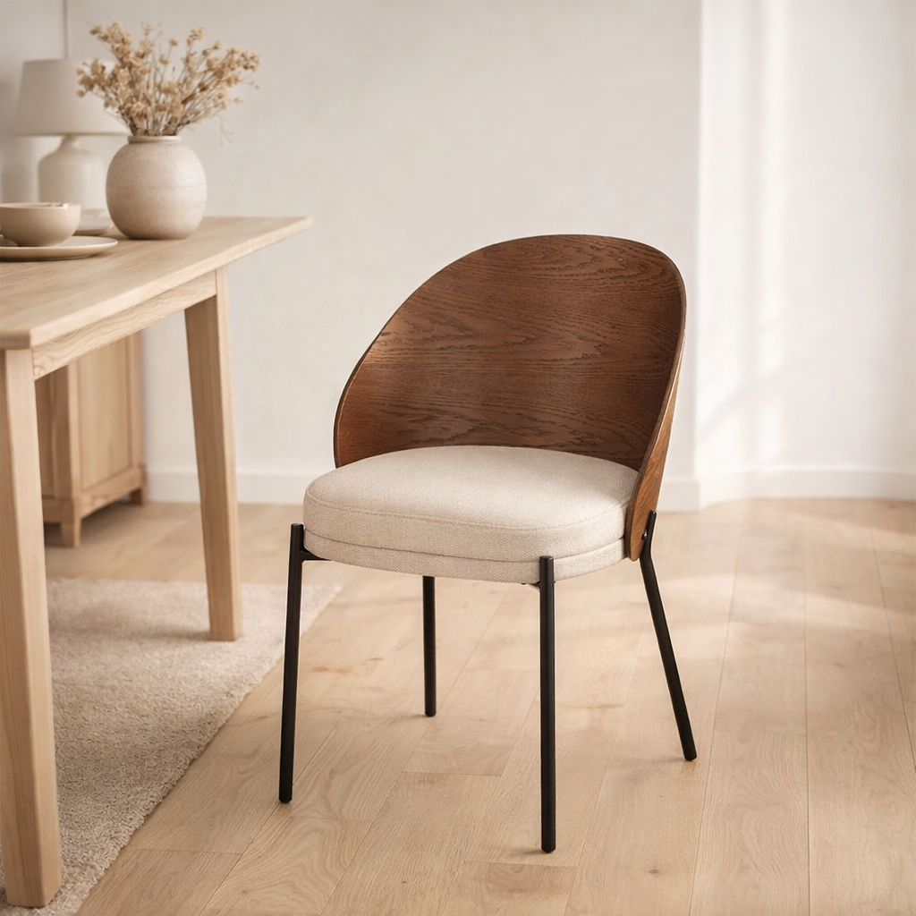 J-Line Chaise Lone Contreplaqué/Métal Marron/Beige en situation