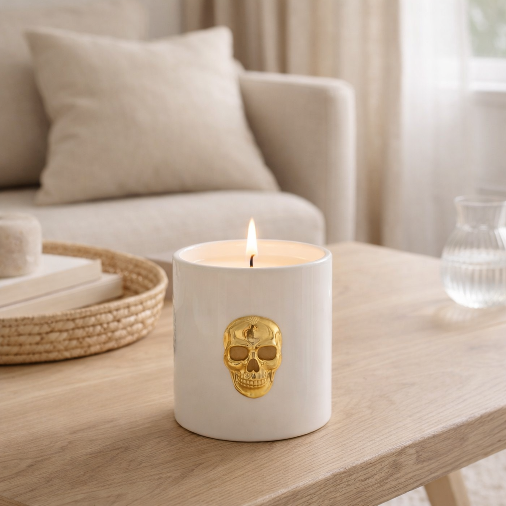 J-Line Bougie Parfumée Skull Nuit Blanche Petite 43 Heures en situation