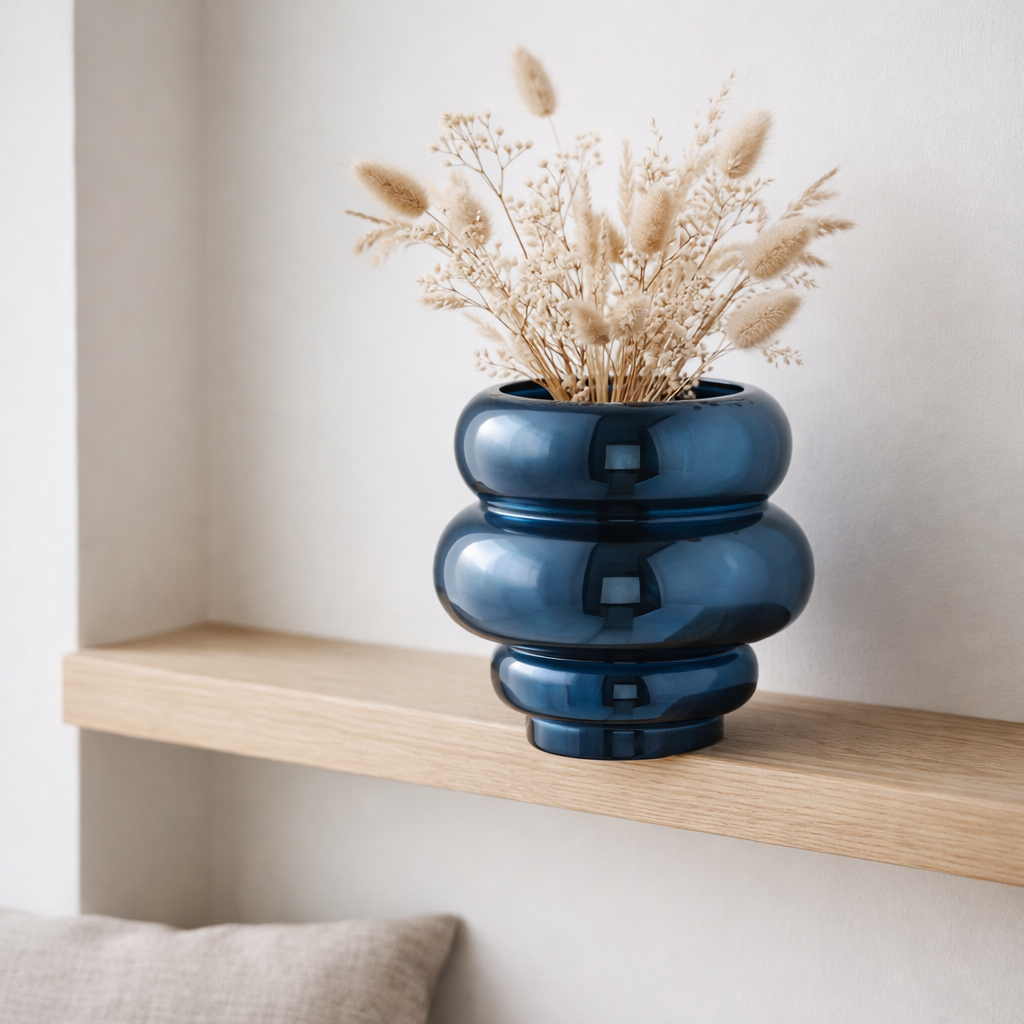 J -Liline Tealight Holder / Vase Cléa - Verre - Bleu - Ø 20 cm en situation
