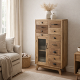 J-Line Armoire Rétro Bois Recyclé/Verre Naturel en situation