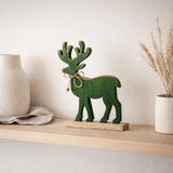 J -Line Christmas Figure Rendeer - Wood - Green - Medium en situation