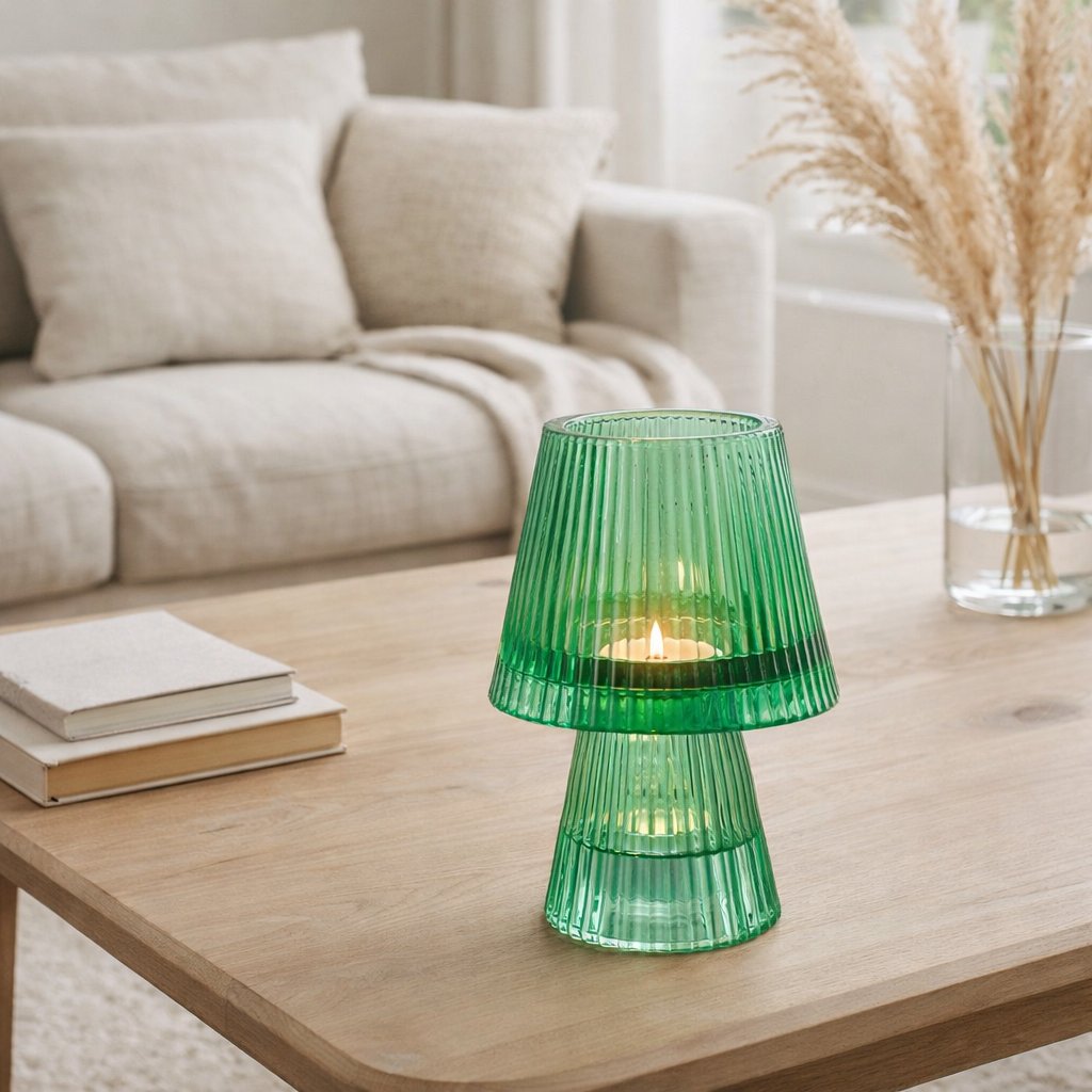 Photophore J-Line Hat - verre - vert en situation