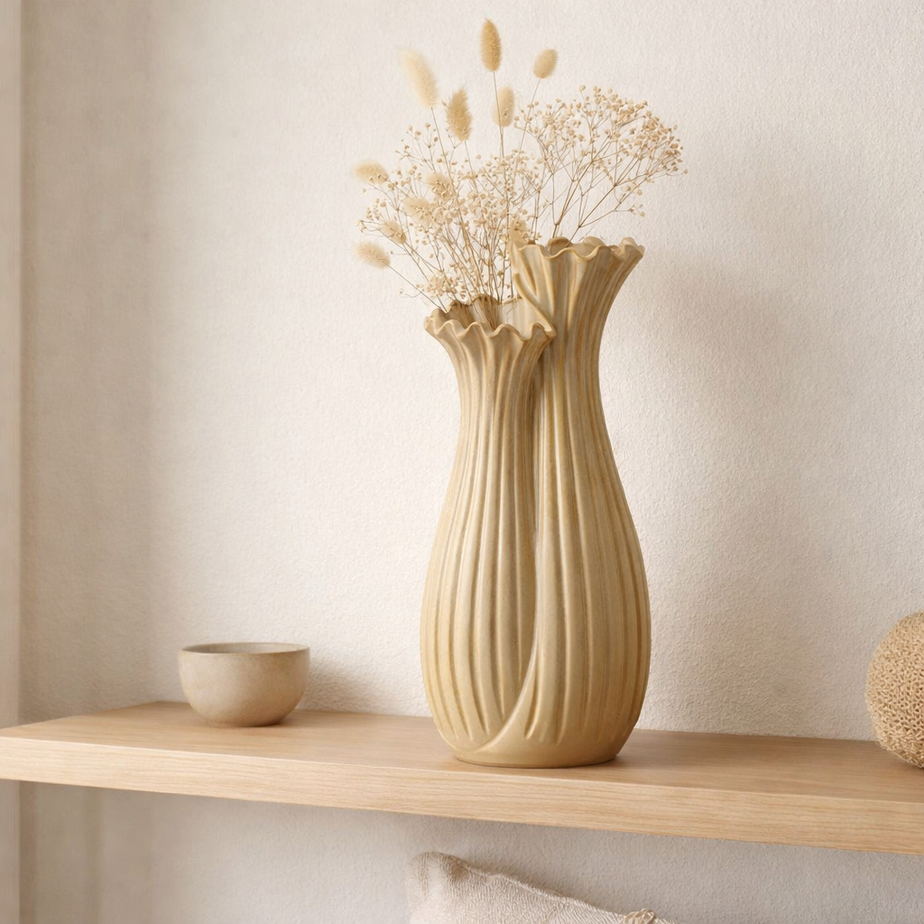 J-line vase botanica duo - Kermily - beige - 53,5 cm de haut en situation
