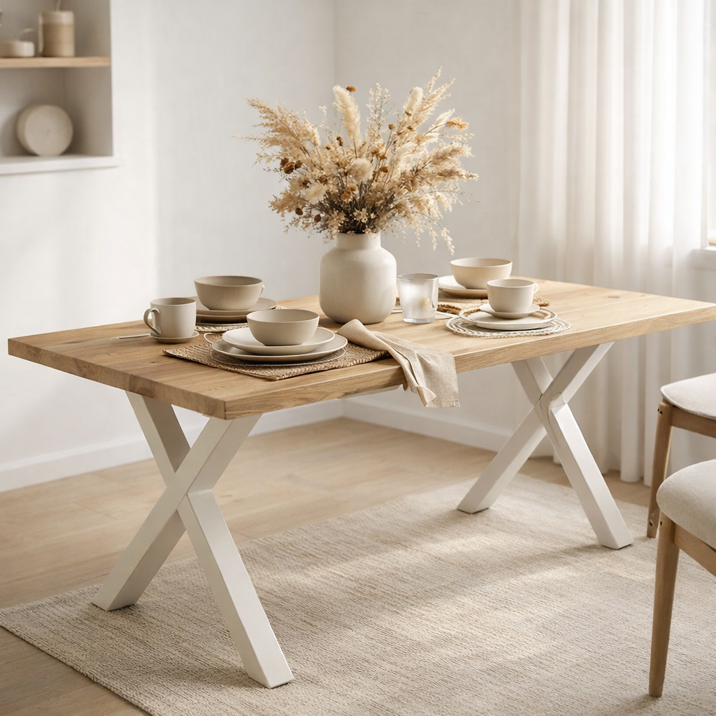 Table J-Line Legs Cross - métal - blanc en situation