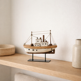 J-Line Decoration Boat à pied - Bois - Natural / White - Small en situation