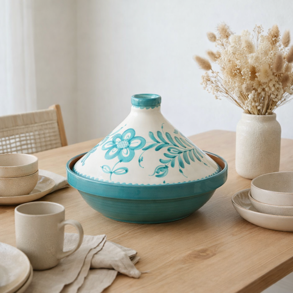 J -line Tajine Grenade - Céramique - Blanc / Aqua en situation