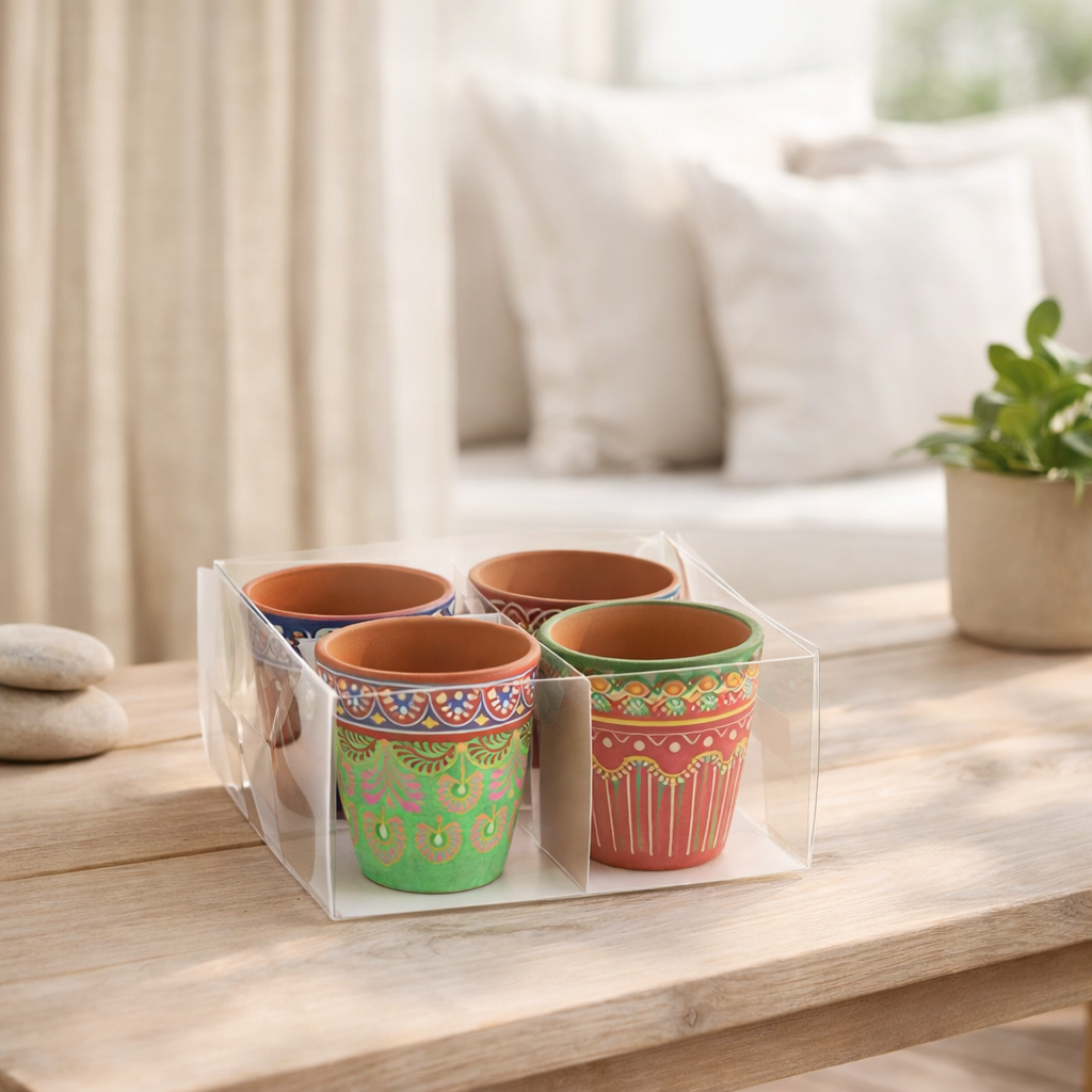 J -line Flowerpot Mumbai - Terracotta - Mélange - Boîte de 4 - Ø 5 cm en situation