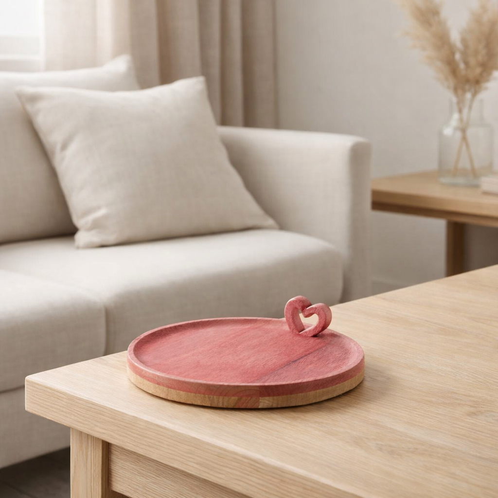 Plateau J-Line - bois - rose en situation