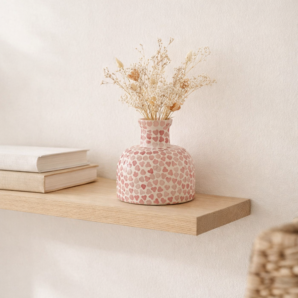J -line Vase Heart Mosaic - Glass - Pink - Small - Ø 11 cm en situation