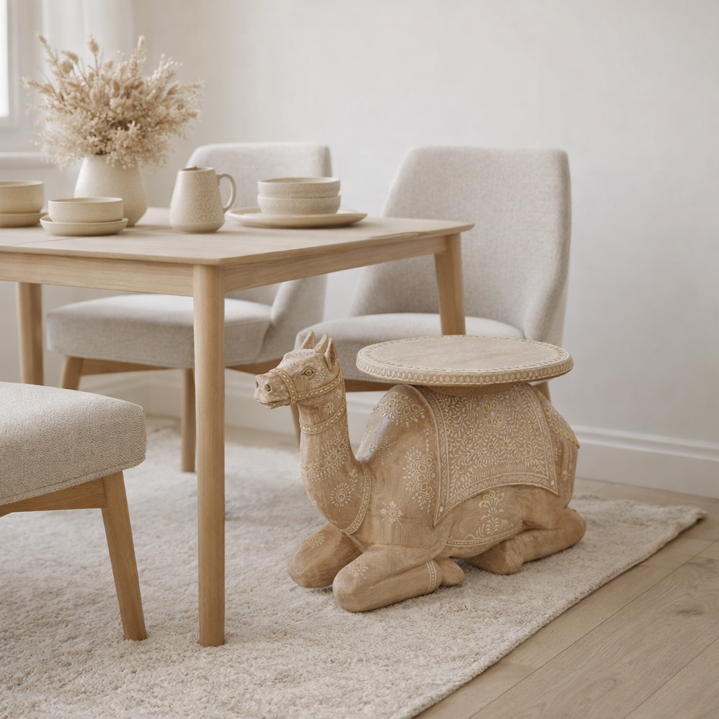 Table d'appoint J-Line Wood Mango Naturel / White en situation