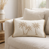 J-Line coussin Rectangle Palmiers - coton - crème/beige en situation